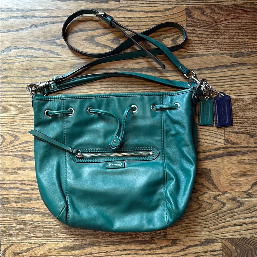 Coach Daisy Teal Leather Shoulder Bag - Picture 1 of 15